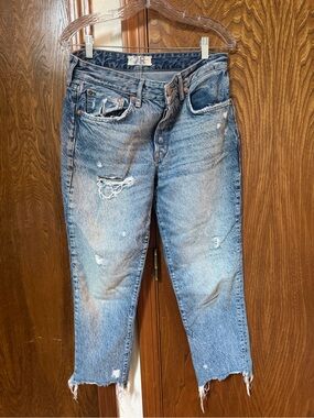 We The Free Distressed Light Blue Cropped Jeans
